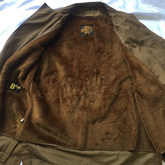Manstyle All Weather Brown Khaki Coat Removable Fur Lining Men’s Sz 38R - Picture 3 of 11